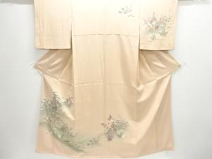 流水に草花模様訪問着